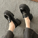 Love Shoes Women's 2024 New Spring British Style Small Black Leather Shoes With A Single