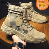 Short Boots Men Casual Ankle Leather Boots Man Shoes Platform Boots Fashion Motorcycle Tooling Shoe Botas Hombre