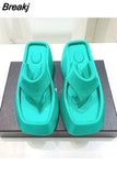 Sole Wedges Flip Flops for Women 2023 Summer Clip Toe Platform Sandals Woman Non Slip Beach Slippers High Heel