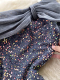 Sexy Sequins Party Dress Women Elegant Patchwork One Shoulder Sleeveless Slim Back Slit Evening Club Bodycon Dress