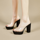 Heels Women PVC Transparent Sandals Women Sexy Platform Summer Open Toe Sandals Pumps Shoes Slippers Pantuflas De