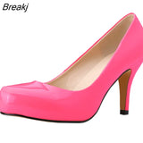 Leather High Heels Women Pumps Fashion Pointed Toe Office Lady Shoes Black Work Wedding Woman
