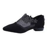 Women Fashion Rhinestone Sandals Women Flowers Low Heel Sandals Women Mesh Plus Size Sandals Sandalias