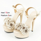 Super High Heels Sandals 15cm Designer Women Buckle Strap Shoes Summer Thick Sole Platform Sandals Club Stripper