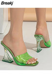 Heeled Women Slippers 2023 New Fashion Brand Wine Glass And Sandals European Style Crystal Heel Sandals Slipper