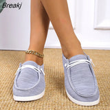 Autumn Fashion Canvas Shoes for Women Flat Round Toe Slip on Casual Shoes Comfortable Light Outdoor Sport Running