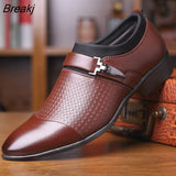 Man Leather Shoes Slip On Flats Oxford Business Office Formal Wedding Shoe Pointed Toe Men Dress Leather Shoes
