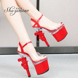 Women Shoes 2023 Luxury Brand Wedding Dress 2023 Bride Shoes Platform Sandals Super High Heels Transparent Heels Sexy