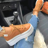 36-43 Women Vulcanize Shoes Thick-soled Casual Women's Sneakers Round Toe Cute Lace-up Women's Shoes 2023 Zapatos De