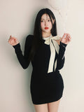 Bodycon Knitted Dress Woman Elegant Black Y2k Mini Dress Party Slim One Piece Dress Korean Fashion Casual Chic 2023