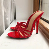 13cm High Heel Summer Unisex Plus Size 37-48 Red Open Toe Slide Stilettos Sexy Drag Queen Crossdress