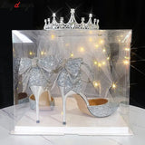 Bowknot Pumps Women New Silver Bling Sequins Wedding Party Shoes Woman Luxury Bling Upper Dress Heels Party