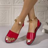 Breakj Flat-Bottomed Pearl Fish Mouth Comfortable Large-Size Lazy Beach Sandals Woman In Summer