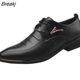 Men'S Leather Formal Shoes Lace Up Dress Shoes Oxfords Fashion Retro Shoes Elegant Work Footwear Men Dress Shoes