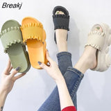 Color Women Platform Slippers Summer Flip Flop Wedges Slides Open Toe Height Increasing Shoes Ladies Beach Heels
