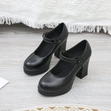 Mary Jane Shoes Round Head 2024 New Hot Girls Jk Uniform Small Leather Shoes High Heels Single Shoes With Thick