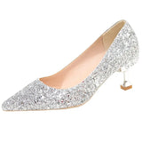 Gold Silver Sequins Women Pumps 2023 Luxury Crystal High Heel Party Wedding Shoes Woman Elegant Pointed Toe Pumps