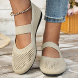 Women Flats Shoes Slip on Knitting Loafers for Women Round Toe Single Shoes Hollow Out Fashion Mom Casual Shoes for