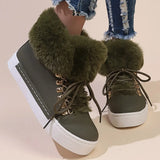 Fur Warm Winter Sneakers for Women 2023 New Thick Plush Flat Cotton Shoes Woman Lace Up Non Slip Snow Boots Plus Size