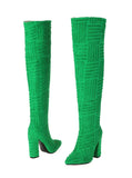 Brand Autumn Winter Knee High Boots Women Sexy Party Mature Thin High Heels Women's Boots Flock INS Club Female Trendy