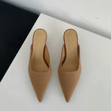 Spring Pointed Toe Women Mules Slipper Fashion Candy Color Ladies Elegant Dress Sandal Square Low Heel Slip on Slides