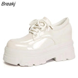 Autumn Women Platform Sneakers Chunky Ulzzang Fashion Ladies Casual Shoes Woman Leather Tenis Female White Black 6cm