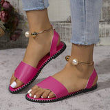 Breakj Flat-Bottomed Pearl Fish Mouth Comfortable Large-Size Lazy Beach Sandals Woman In Summer