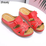 Summer Fashion Women's Hollow Out Wedge Sandals Platform Half Opened Toe Slippers Womens Shoes Comfort Plus Size