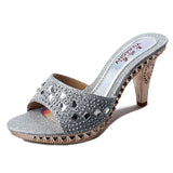 Women Sandals Rhinestone Women Shoes Sexy High Heels Shoe Ladies Sandalias Gold Silver Women Slippers Heeled Sandals