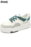 Women's Sports Shoes Sneakers Low Top Tennis Female Fashion Trainers Woman White Green Ladies Baskets Lace Up Platform