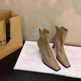Women Boots High Heels Shoes Luxury Designer Boots-Women Stiletto Ankle Pointy Fashion Stockings Rubber 2024 Ladies Lace-Up