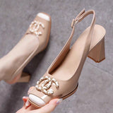 New Arrival Fashion Square Toe Sandals for Women High Heels Summer Comfort Simplicity Slingbacks Shoes Sandalias De