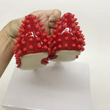 Rivet Shoes Women Pointed Toe Party Wedding Brand Designer Shoes Black Red Rivet Spring Summer MD033