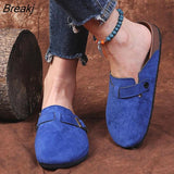 Women Baotou Slippers 2022 Summer Baotou Half Slippers Fashion Brown Casual Women's Shoes Unisex Flats Belt Buckle