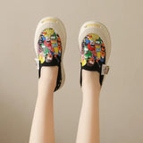 Women Platform Vulcanized Shoes 2023 New Woman Thick Sole Canvas Loafers Fashion Graffiti Sneakers Outdoor Flats Sports