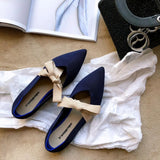 Weaving Bowknot Pointy Toe Ballet Shoes Women Cozy Flats Pregnant Shoes Breath Mixed Color Shallow Knitted Ballerina