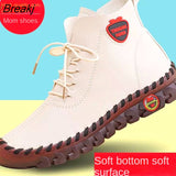 Orthopedic Boots For Women Autumn Fall Leather Shoes With Fur Black Moccasins Woman Ankle Boots Mom Plush Shoes