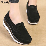 Women Flat Platform Loafers Ladies Elegant Suede Leather Moccasins Shoes Woman Slip On Moccasin Women's Blue Casual