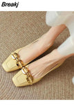 Summer Footwear Square Toe Shoes for Women 2023 Moccasins Block Heel Chunky Heels Yellow Low Elegant Casual 39 Chic A E