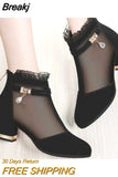 Women's Boots Women's High-heeled Sandals Women's Chunky Heel Short Boots Women's Shoes Summer New Black Shoes Women's
