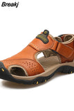 Men Sandals Genuine Leather Men Casual Shoes Outdoor Men Leather Sandals for Men Beach Shoes Roman Shoes Plus Size
