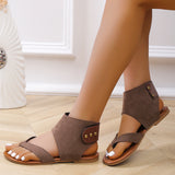 Breakj Sandals Women 2025 Summer New Retro Frosted Jacket Roman Shoes Magic Flat