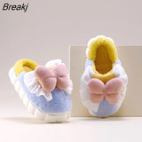 Women's Cotton Slippers 2023 Fashion Bow Knot Winter Plush Cotton Slippers Princess Lace Slippers Winter Warm