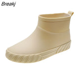 Rain Boots for Women Autumn Winter Waterproof Shoes Girls Mid Calf Rainboots Woman Plush Rain Shoes Fur Lined