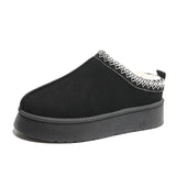Winter Retro Women Snow Warm Suede Leather Lazy Loafers Boots Shoes Woman Lady Female Flat