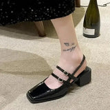 Sandals Mary Jane Shallow Mouth Comfort Shoes for Women Summer Heels Med Pointed Girls High Spring Retro Medium