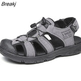 Men's Sandals Summer Genuine Leather Sandals Breathable Men Brand Shoes Plus Size Sandals Soft Outdoor Men Roman