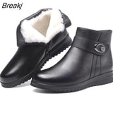 Wedge Womens Winter Boots Non-slip Warm Fur Ankle Boots Women Cheap Leather Boots For Mother Winter Shoes