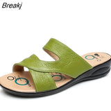 Women Slipper Shoes Genuine Leather Slide Shoes Ladies Outside Flip Flops Women Sandals Women Summer Shoes Big