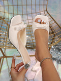 Breakj The Summer Of 2025, The New Square Head Fairy Bow High-Heeling Slippers With A Word Of Wearing Cold Drag